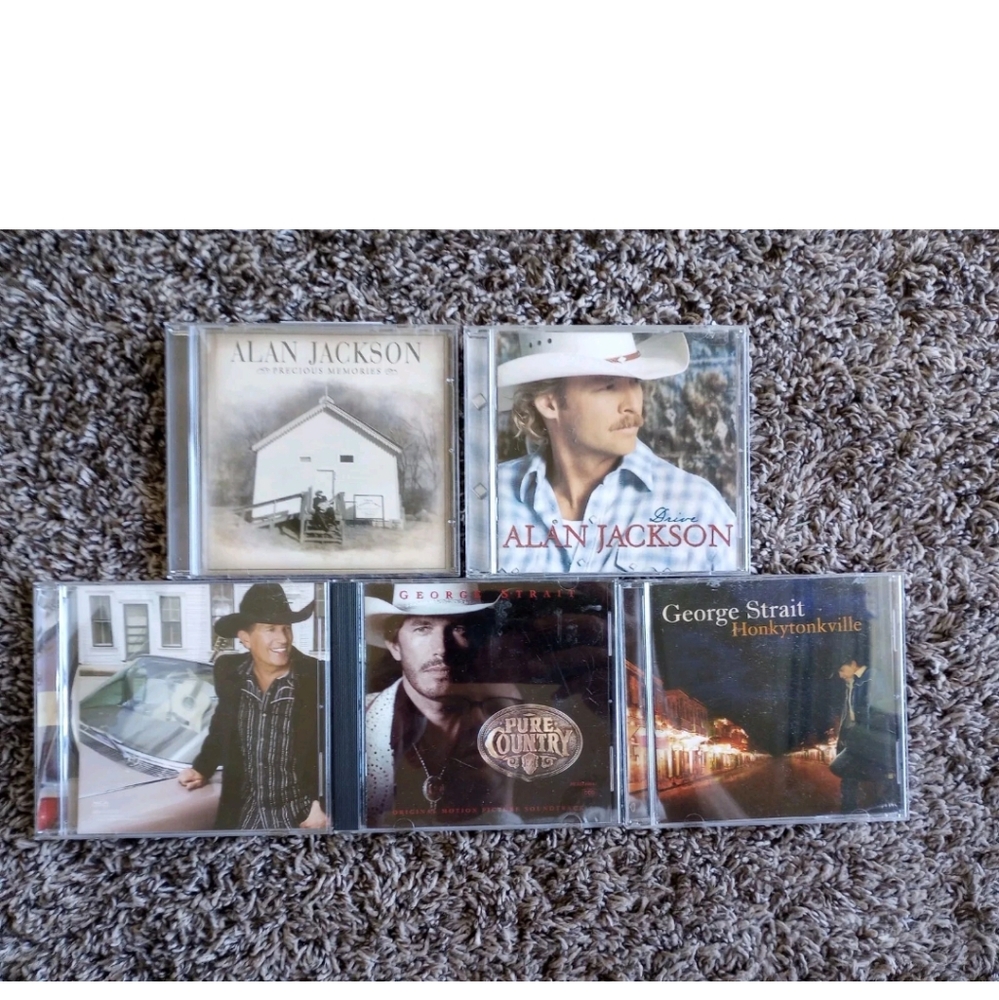 Lot Of 5 Country CDs Alan Jackson ~George Strait Drive, Precious Memories ,Twang